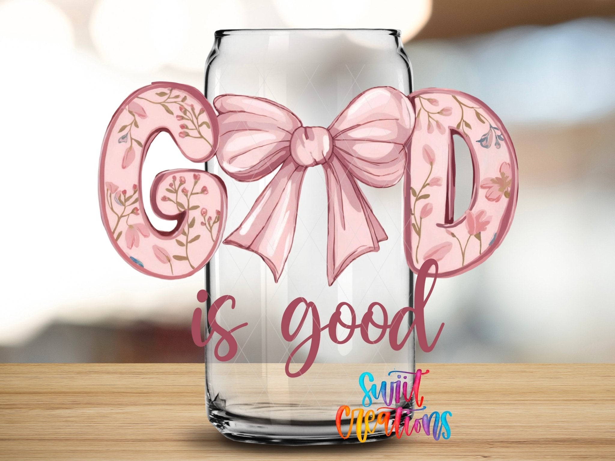 God Is Good Floral Bow UV DTF Tumbler Transfer Decal | UV2033 - Swiit Creations