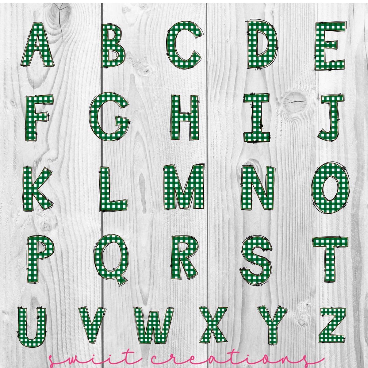 Green Gingham Personalized Christmas Ornament CF10 - Swiit Creations