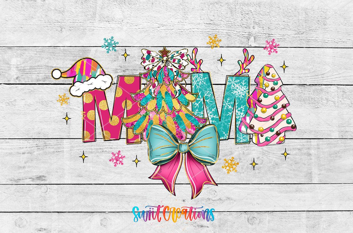 Pastel Christmas Mama artwork detail for the finished 16 oz tumbler
