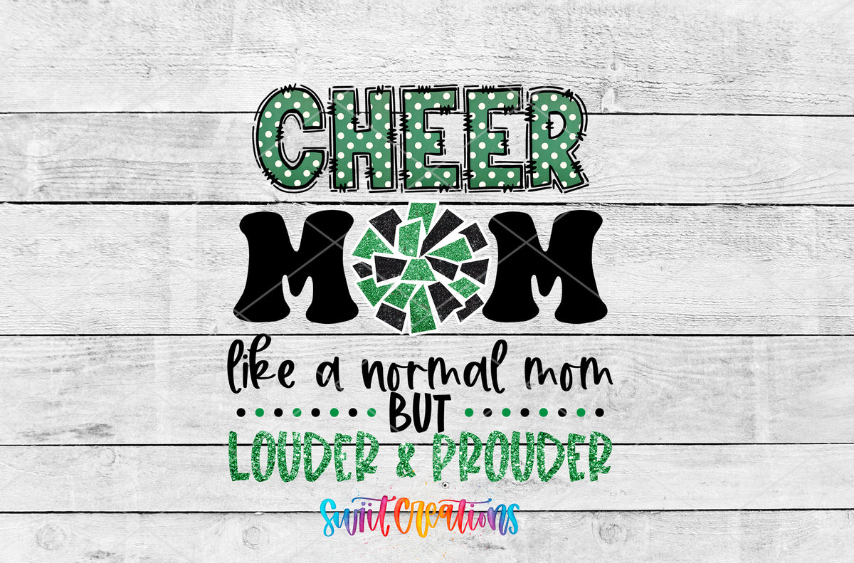 Cheer Mom Green artwork detail for the finished 16 oz tumbler