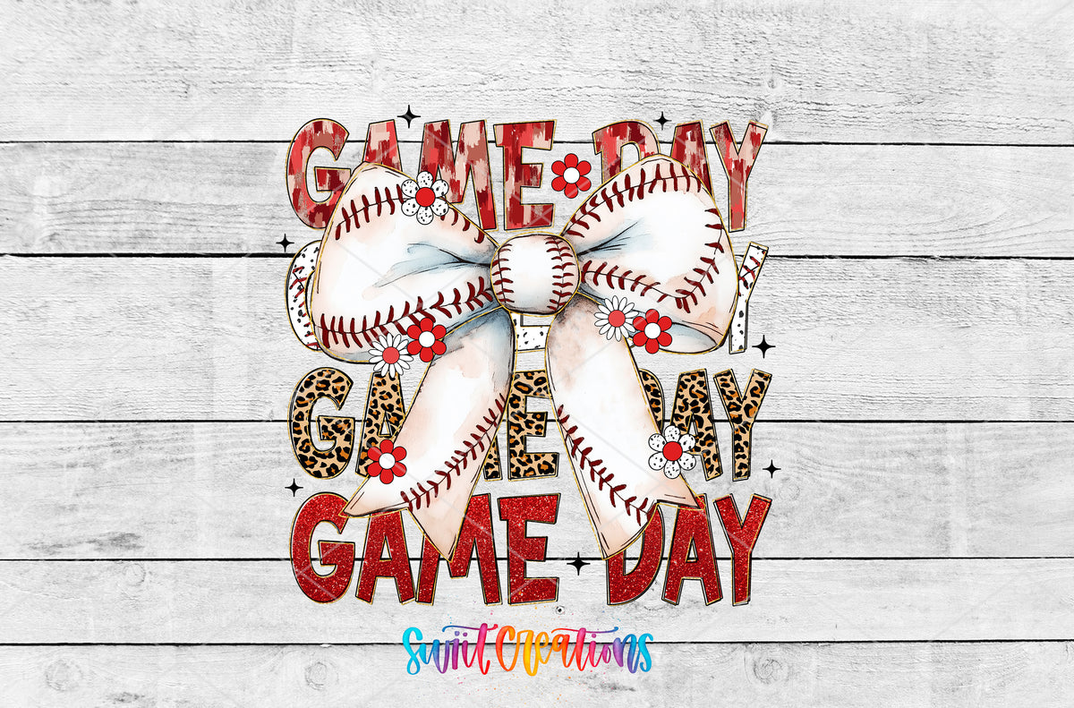 Coquette Baseball Game Day artwork detail for the finished 16 oz tumbler
