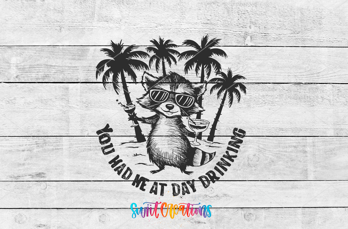 You Had Me at Day Drinking artwork detail for the finished 16 oz tumbler