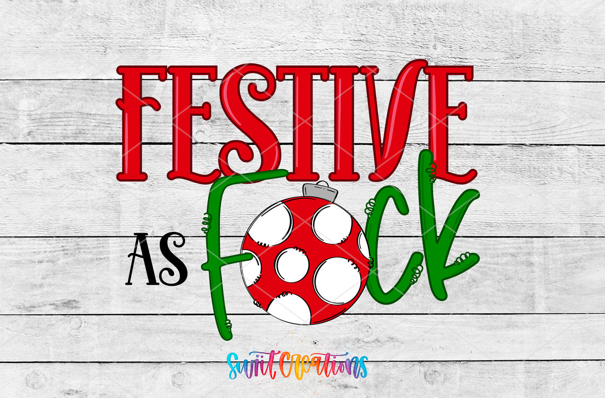 Festive as F artwork detail for the finished 16 oz tumbler