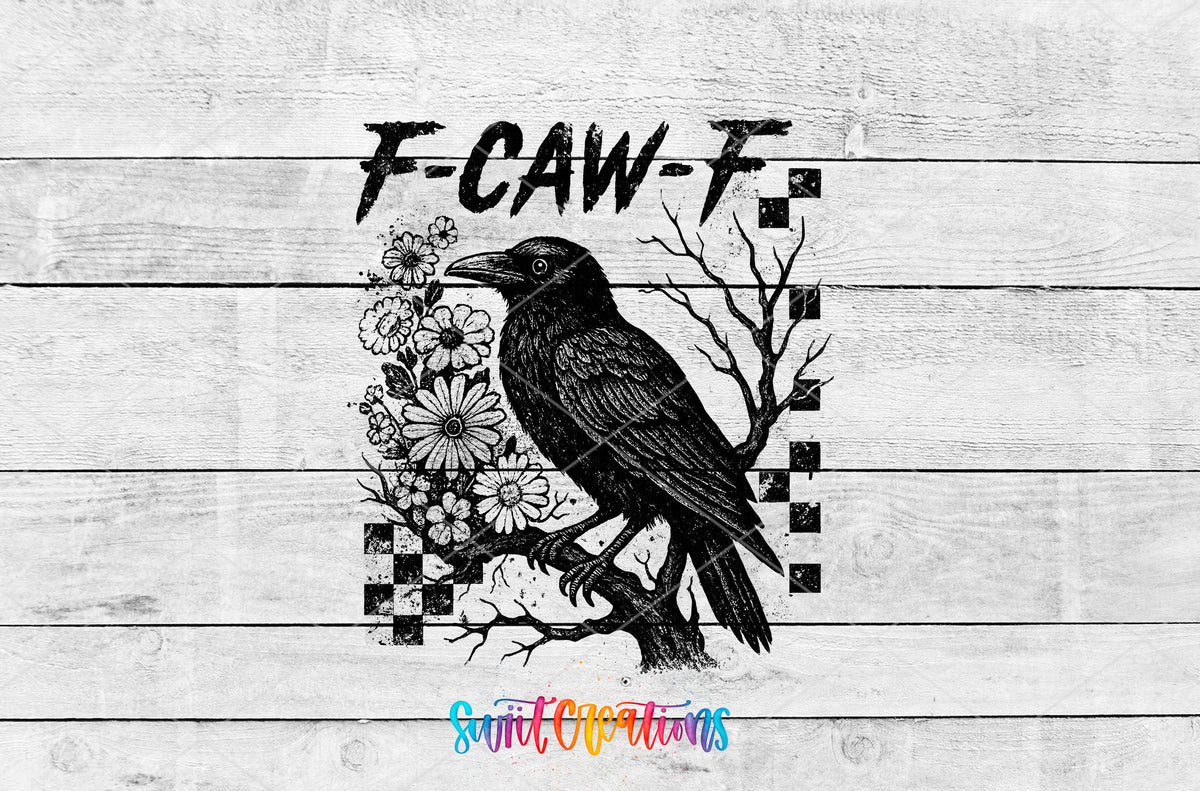 F-Caw-F Gothic Crow artwork detail for the finished 16 oz tumbler