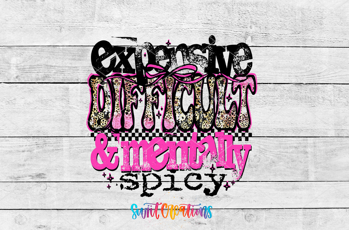 Expensive Difficult and Mentally Spicy artwork detail for the finished 16 oz tumbler