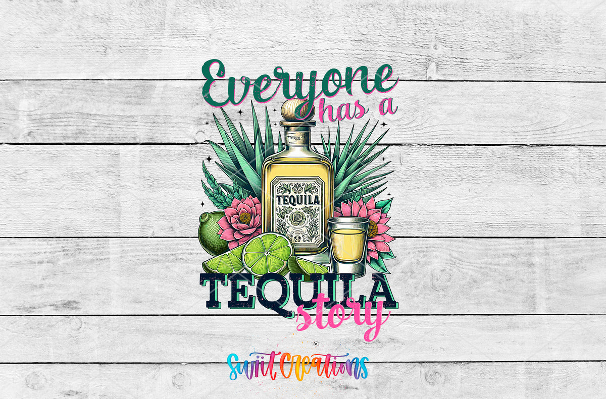Everyone Has a Tequila Story artwork detail for the finished 16 oz tumbler