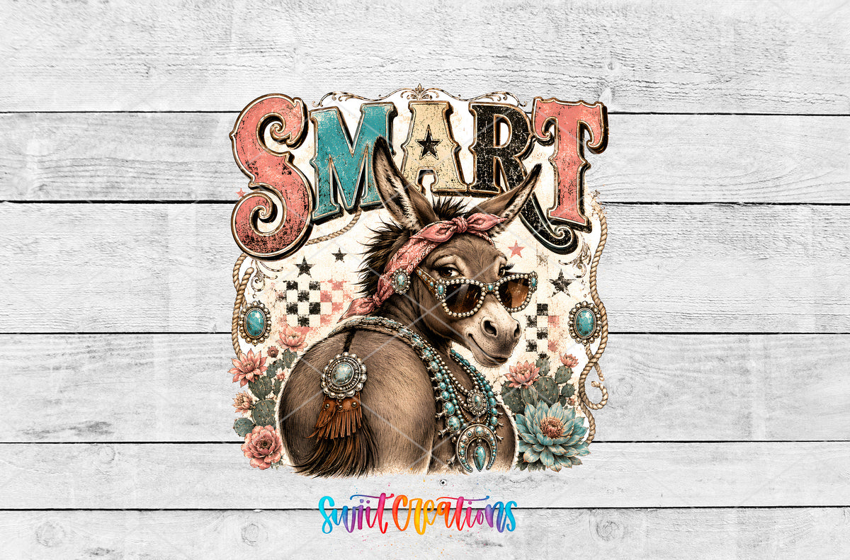 Western Glam Smart Ass artwork detail for the finished 16 oz tumbler