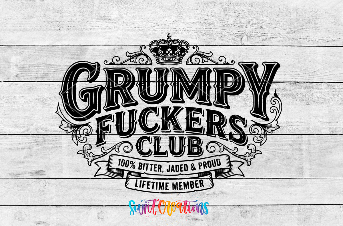 Grumpy Fuckers artwork detail for the finished 16 oz tumbler