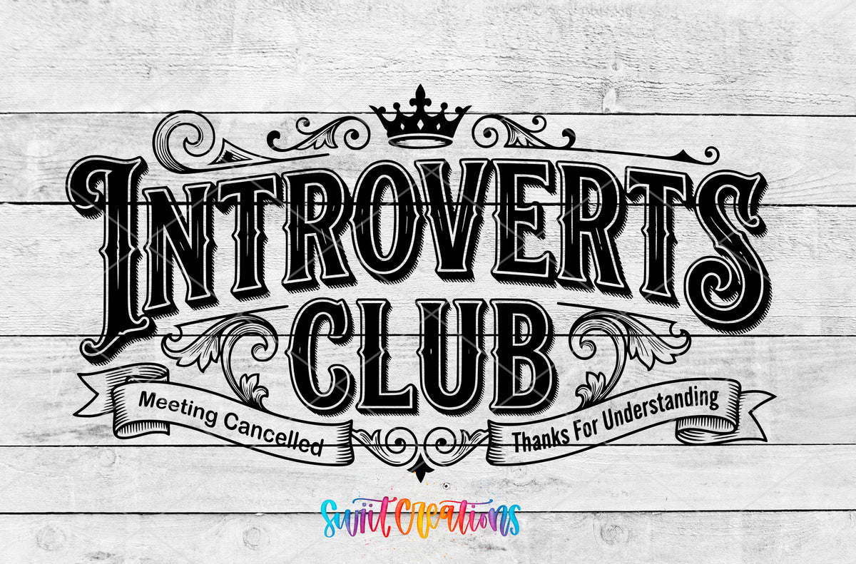 Introverts Club Wide artwork detail for the finished 16 oz tumbler