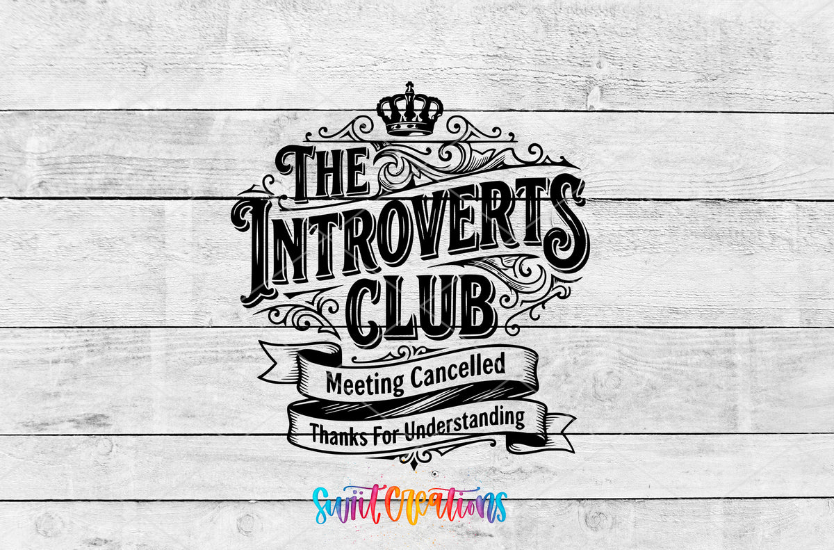 Introverts Club artwork detail for the finished 16 oz tumbler