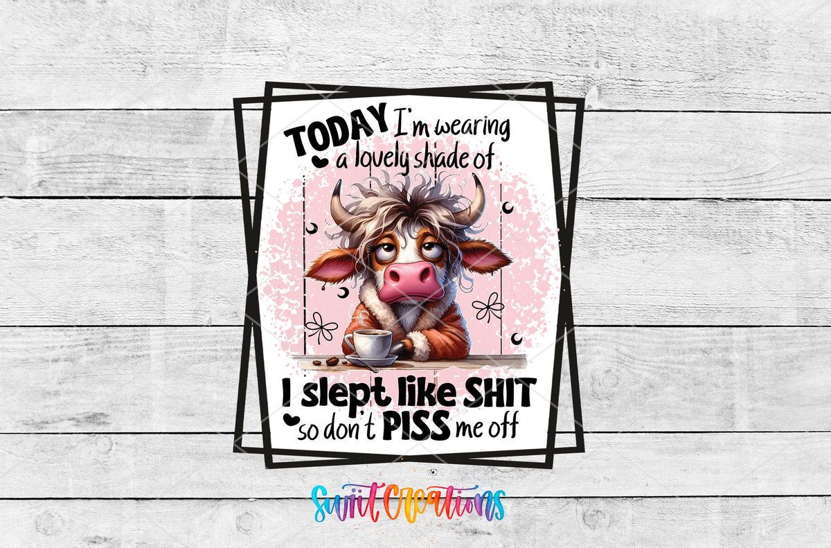 Today I Am Wearing Cow artwork detail for the finished 16 oz tumbler