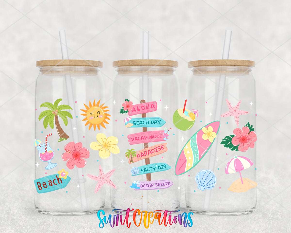 Happy Beach UV DTF Transfer | Tropical Summer Full Wrap | DTF338 - Swiit Creations