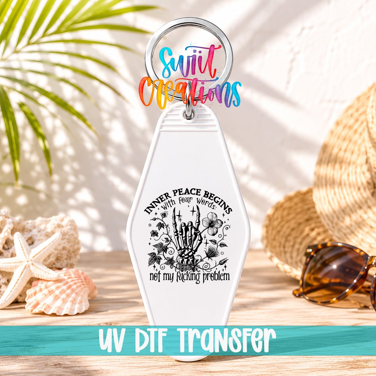 Inner Peace Begins With Motel Keychain UV DTF Transfer | Sarcastic Humor Skeleton Design | MK1918 - Swiit Creations