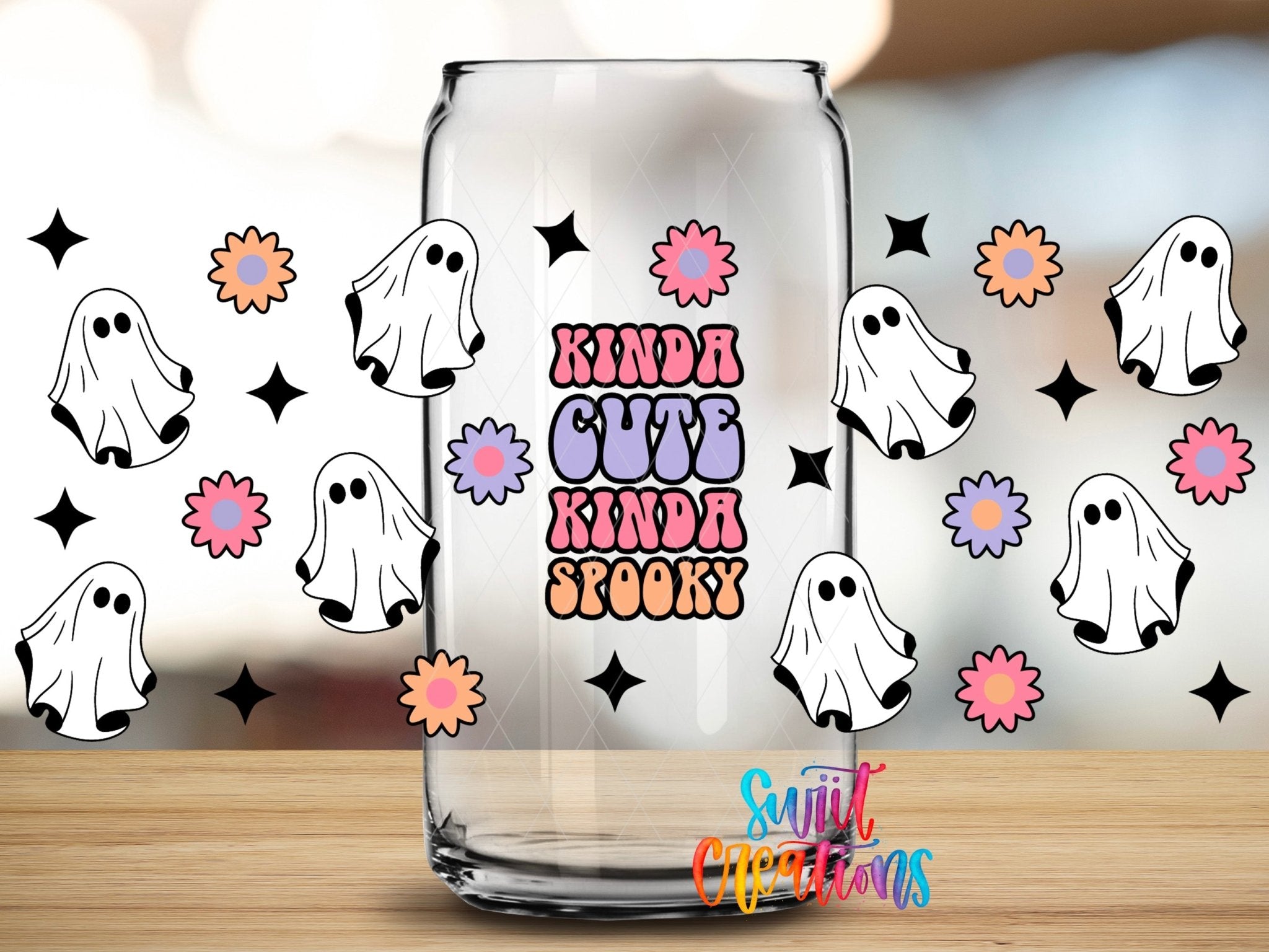 Kinda Cute Kinda Spooky Ghost UV DTF Transfer Tumbler Wrap | DTF125 - Swiit Creations