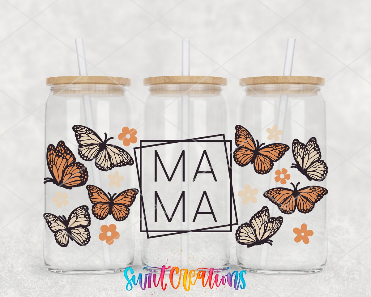 Mama Butterfly UV DTF Transfer Tumbler Wrap | Orange Cream Floral | DTF014 - Swiit Creations