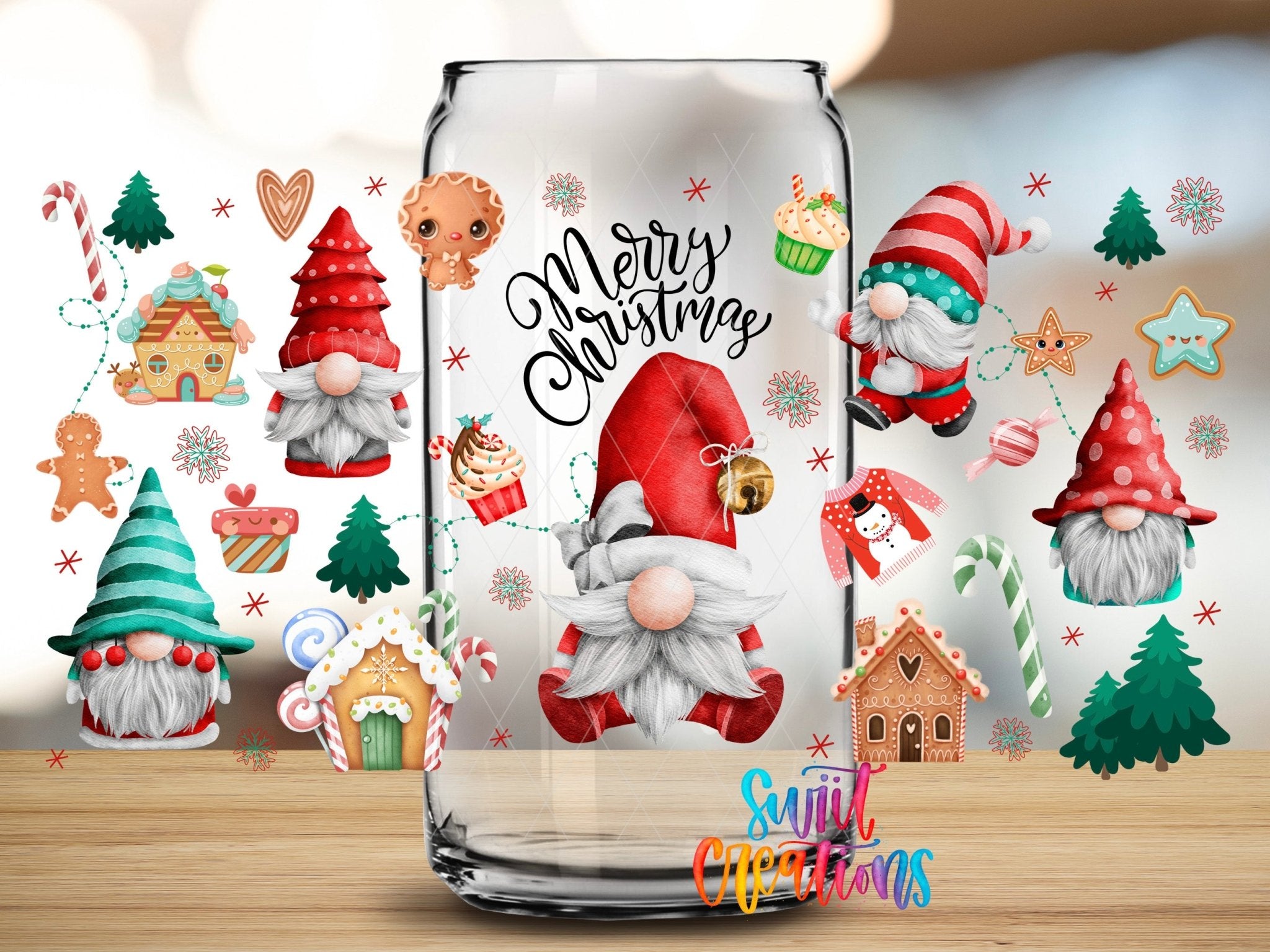 Merry Christmas Gnome UV DTF Transfer Tumbler Wrap | DTF135 - Swiit Creations
