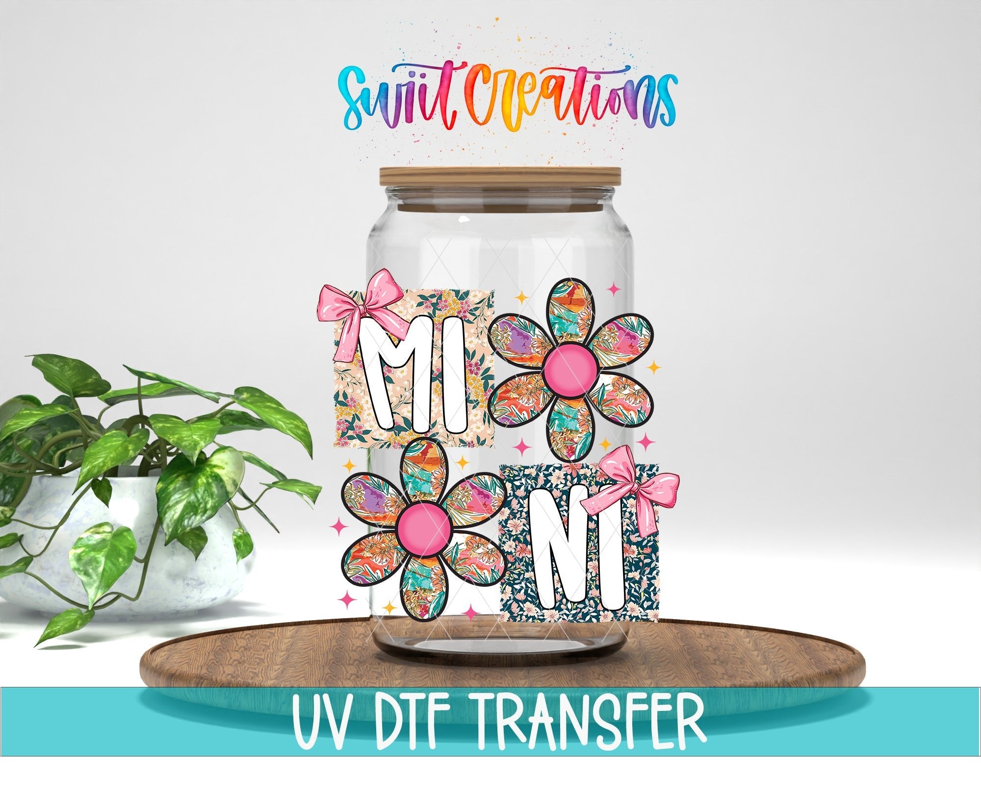 Mini Floral Patchwork Daisy UV DTF Tumbler Transfer Decal | UV2026 - Swiit Creations