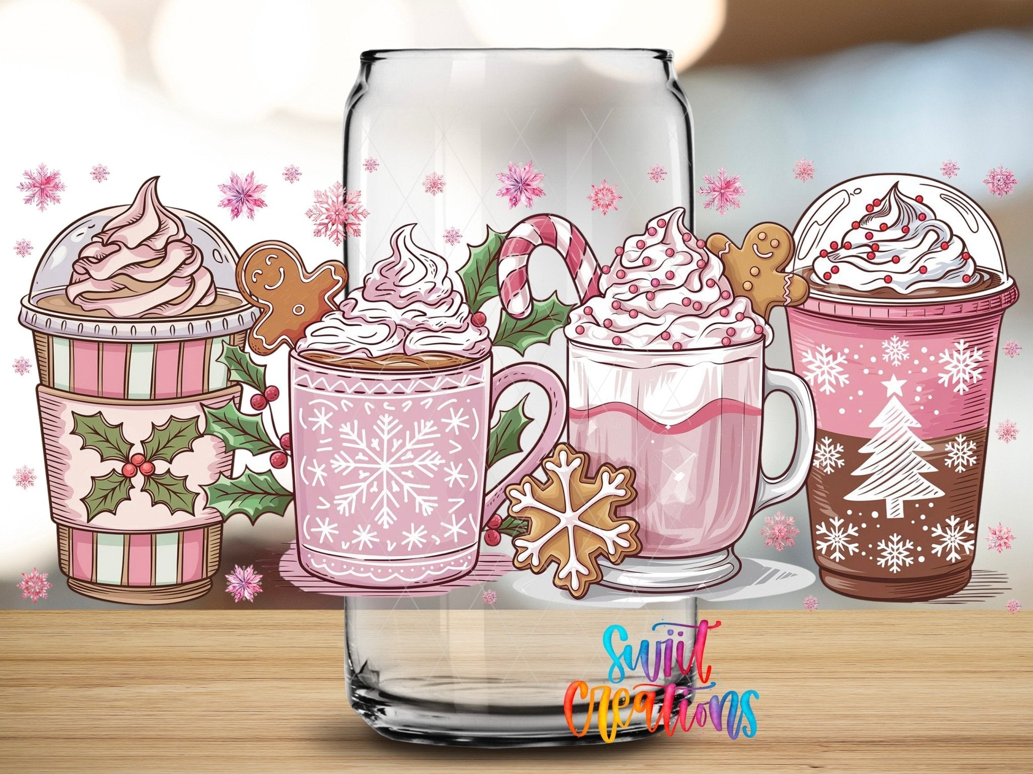 Pink Christmas Cocoa UV DTF Transfer Tumbler Wrap | DTF193 - Swiit Creations