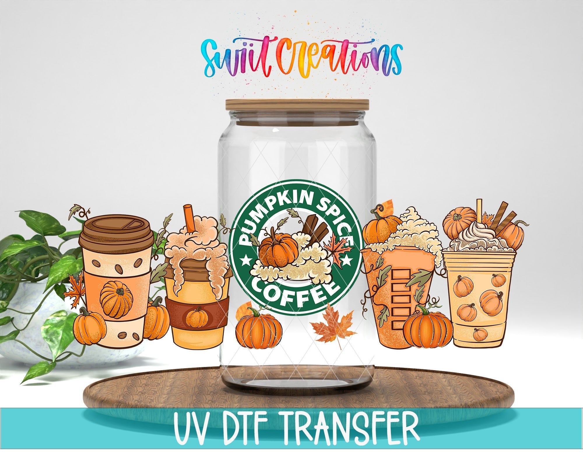 Pumpkin Spice Coffee Fall UV DTF Transfer Tumbler Wrap | DTF146 - Swiit Creations