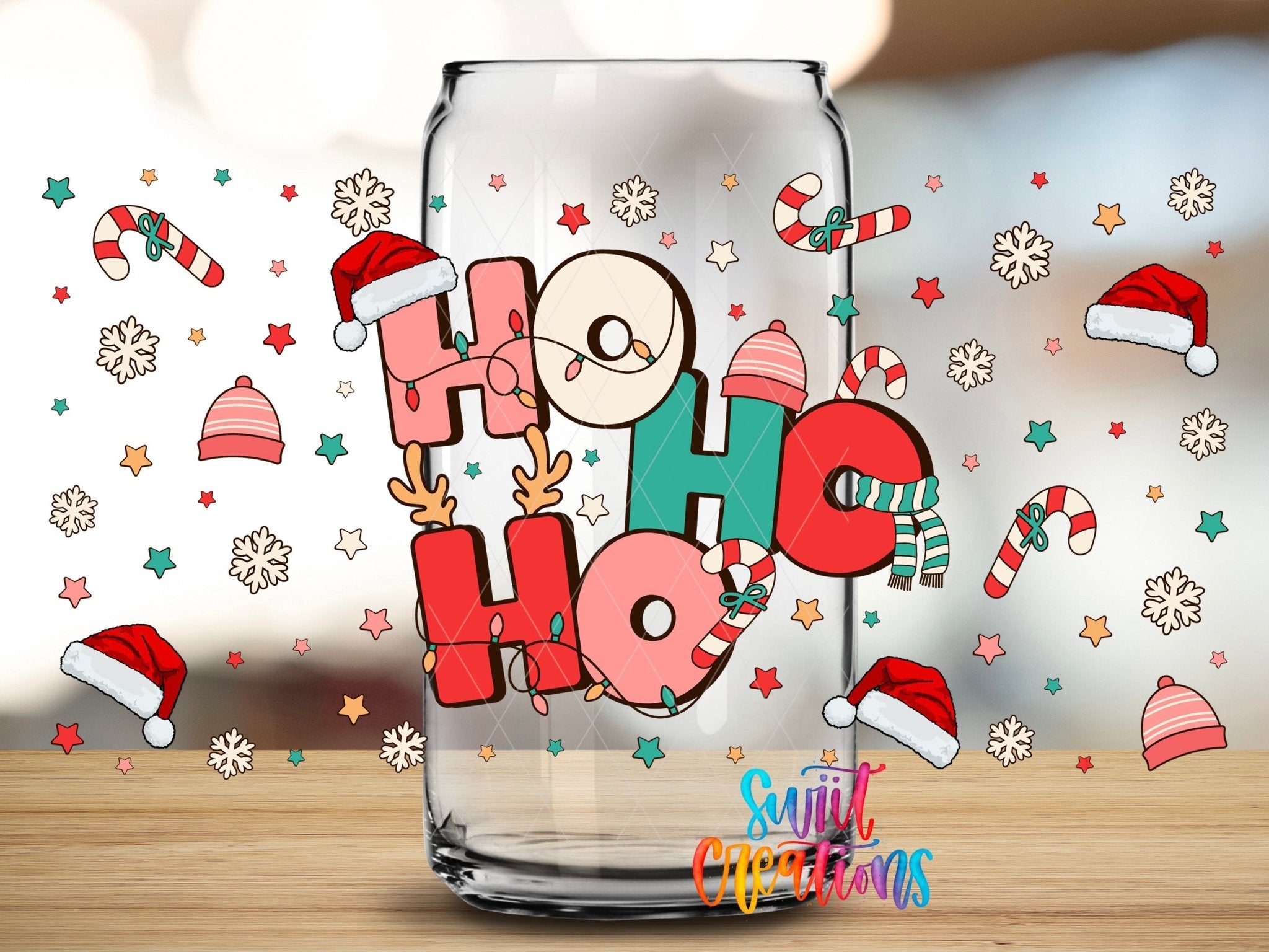 Santa Hats and Candy Canes Christmas UV DTF Transfer Tumbler Wrap | DTF098 - Swiit Creations