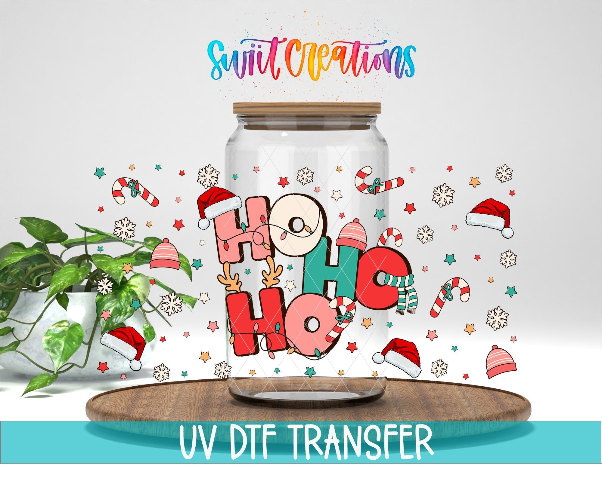 Santa Hats and Candy Canes Christmas UV DTF Transfer Tumbler Wrap | DTF098 - Swiit Creations