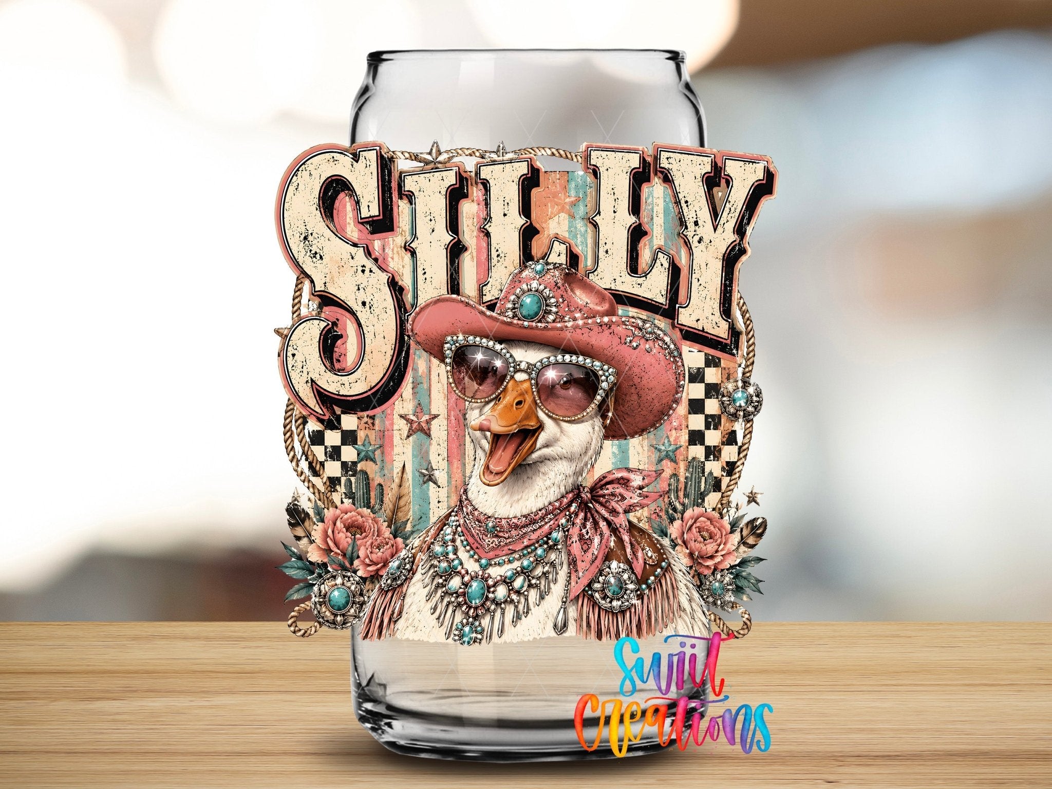 Silly Goose Western Goose UV DTF Transfer | Retro Cowboy Goose Drinkware Design | UV2089 - Swiit Creations