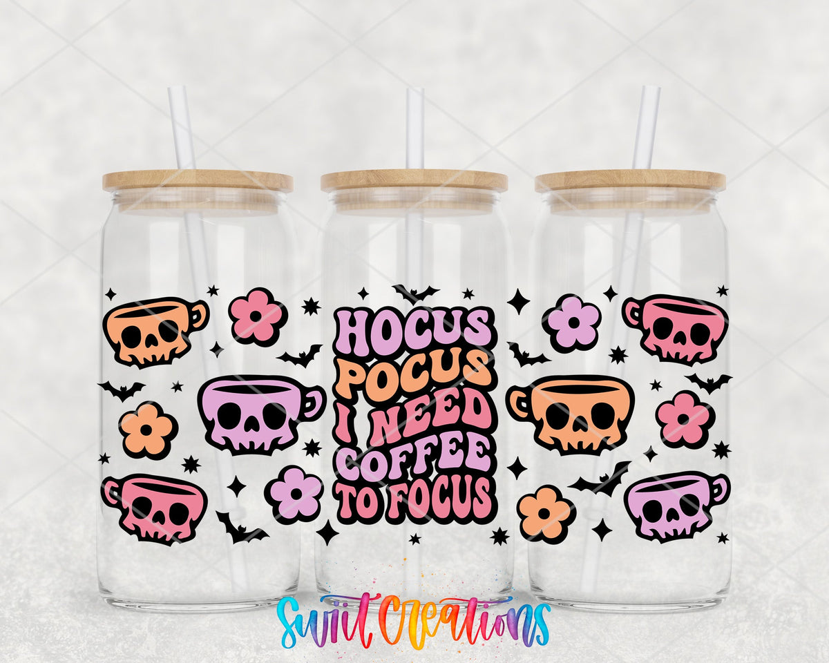 Skull I Need Coffee UV DTF Transfer Tumbler Wrap | DTF034 - Swiit Creations