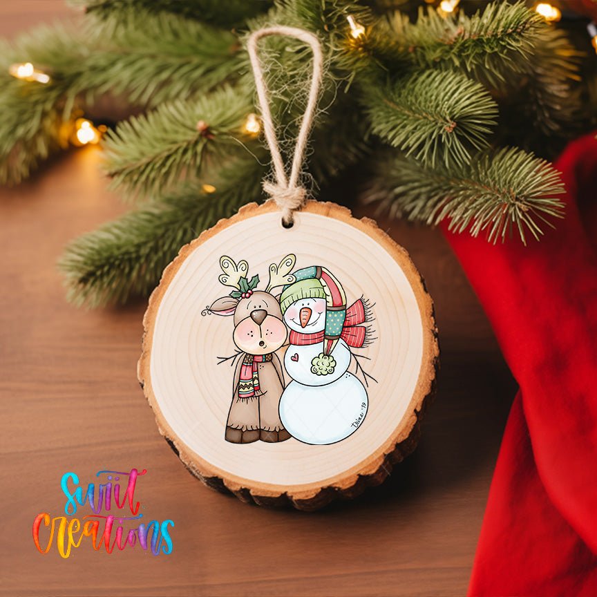 Snowman and Reindeer Christmas UV DTF Ornament Transfer | O-0022 - Swiit Creations