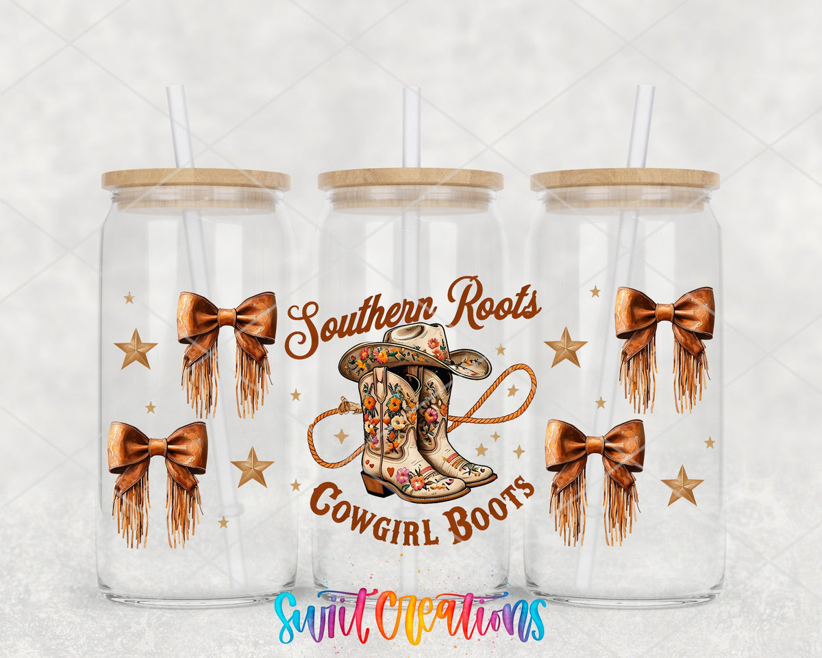 Southern Roots Cowgirl Boots UV DTF Transfer Tumbler Wrap | Western Bow Rodeo | DTF286 - Swiit Creations