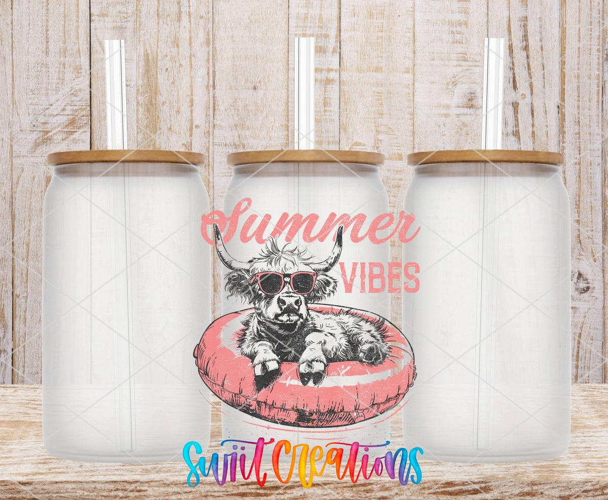 Summer Vibes Highland Cow UV DTF Cup Decal | UV927 - Swiit Creations
