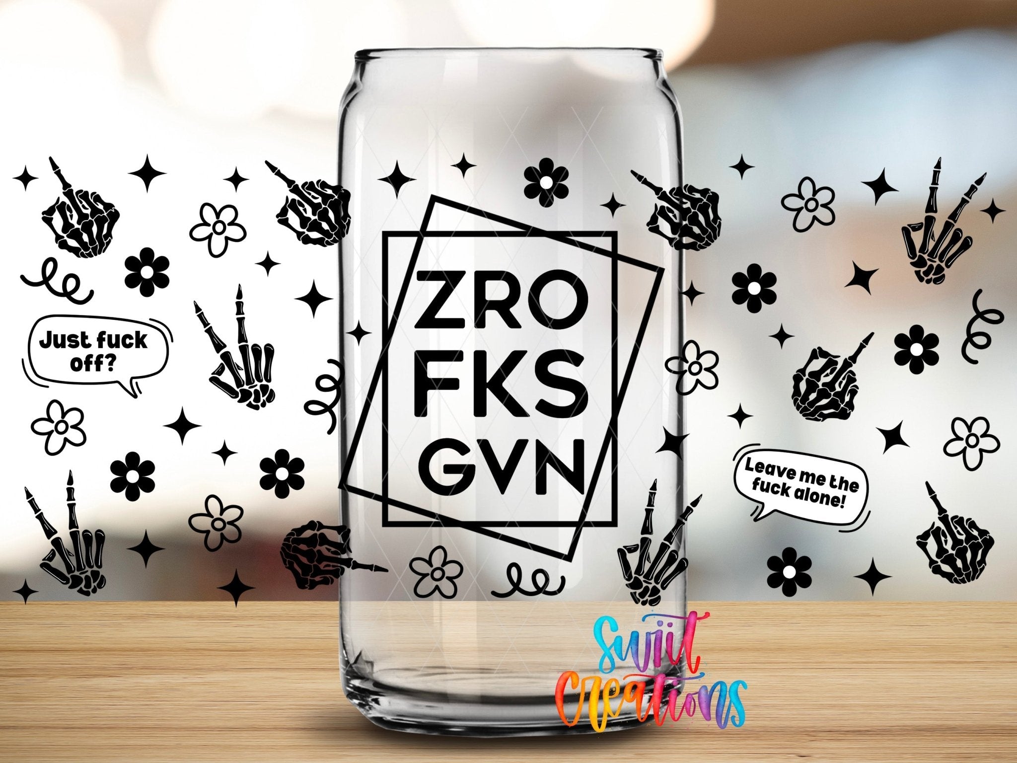 ZRO FKS GVN UV DTF Transfer Tumbler Wrap | Sarcastic Black White Checkered | DTF304 - Swiit Creations