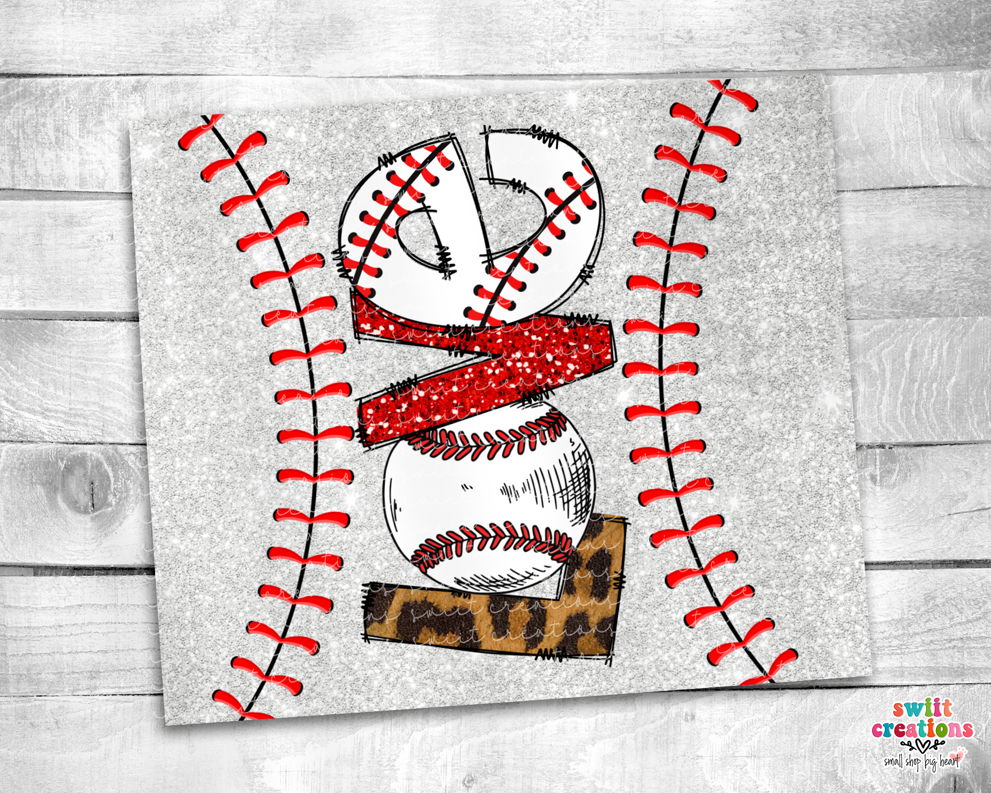 Baseball Love Glitter Tumbler (T385)