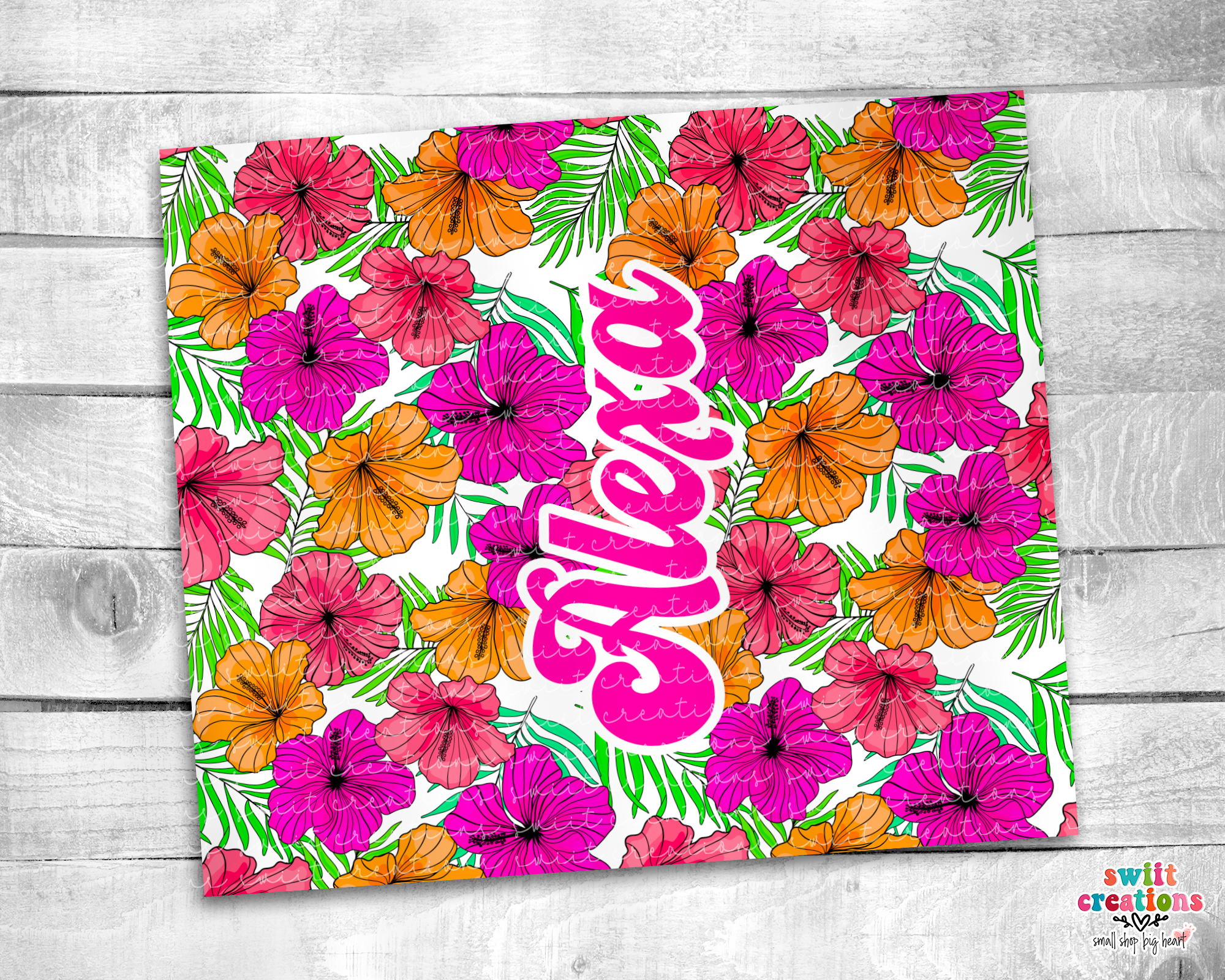 Bright Flower Tumbler with Name Personalization (T371)