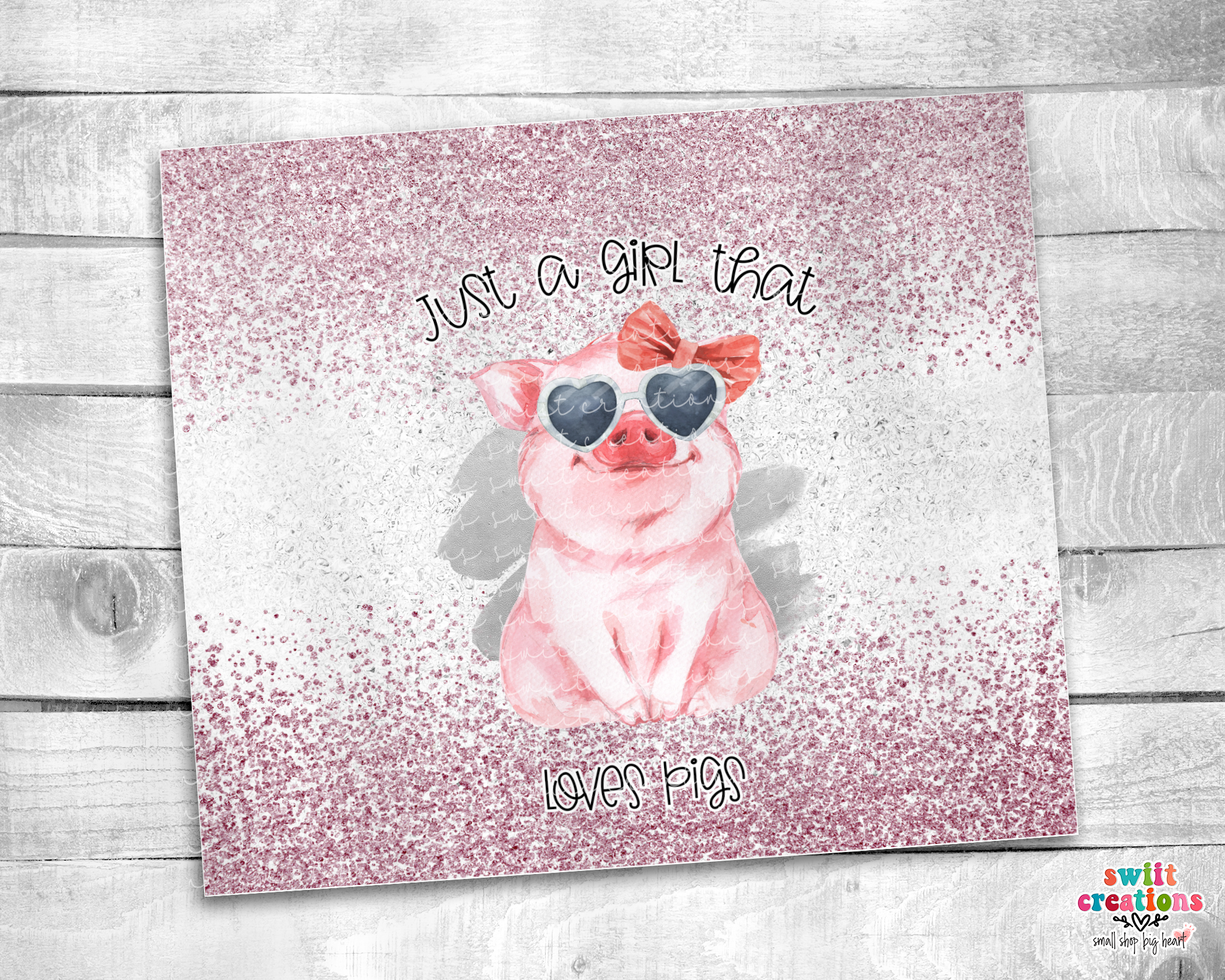 Just a Girl that Loves Pigs Faux Glitter Tumbler (T345)