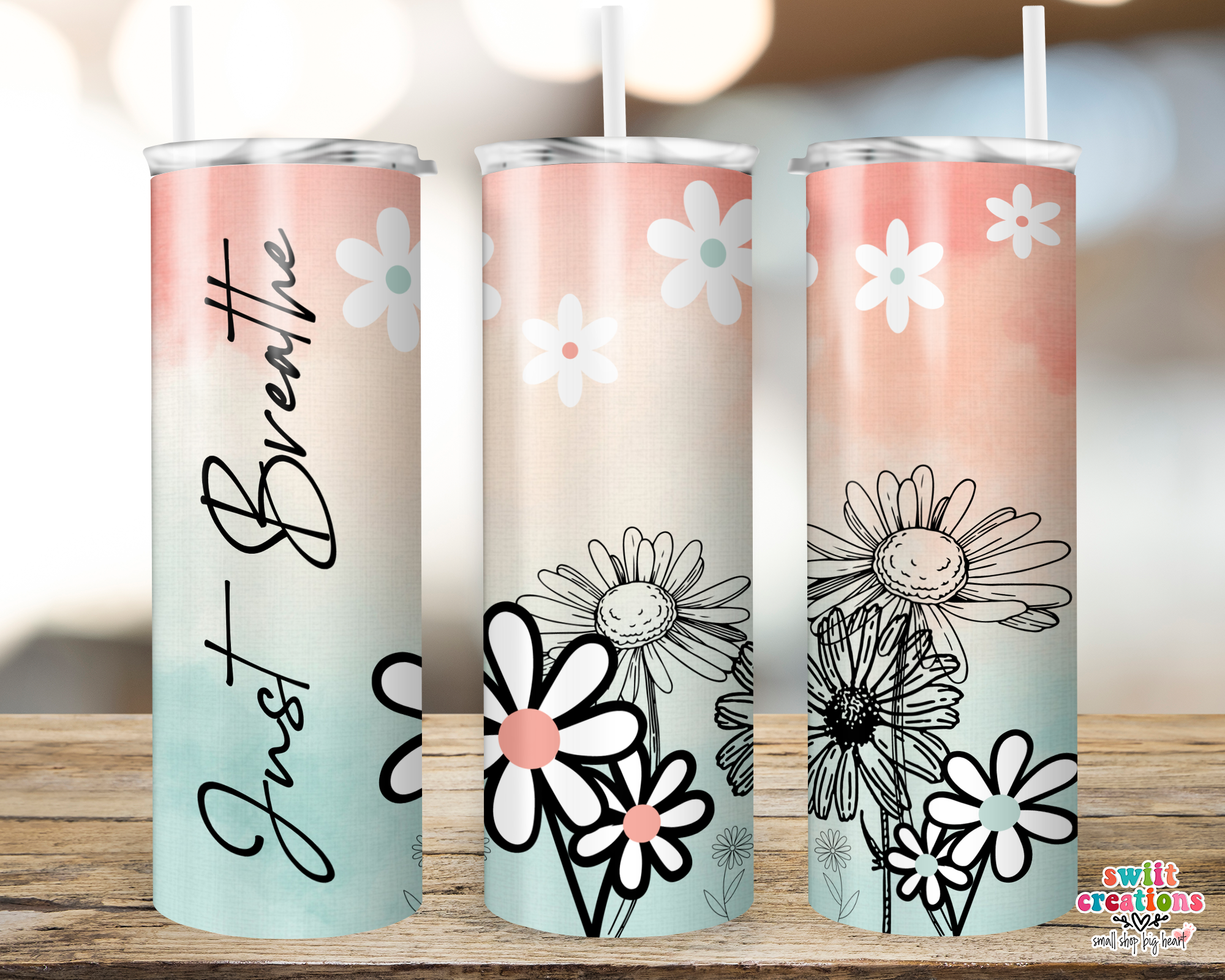 Just Breathe Floral Tumbler (T257)