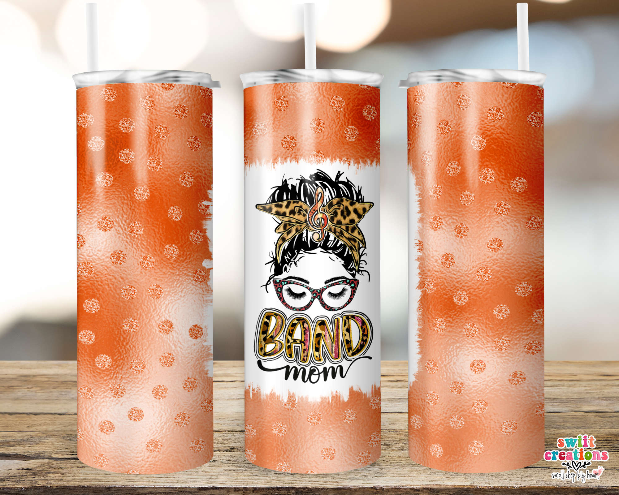 Band Mom Orange Glitter Tumbler (T261)