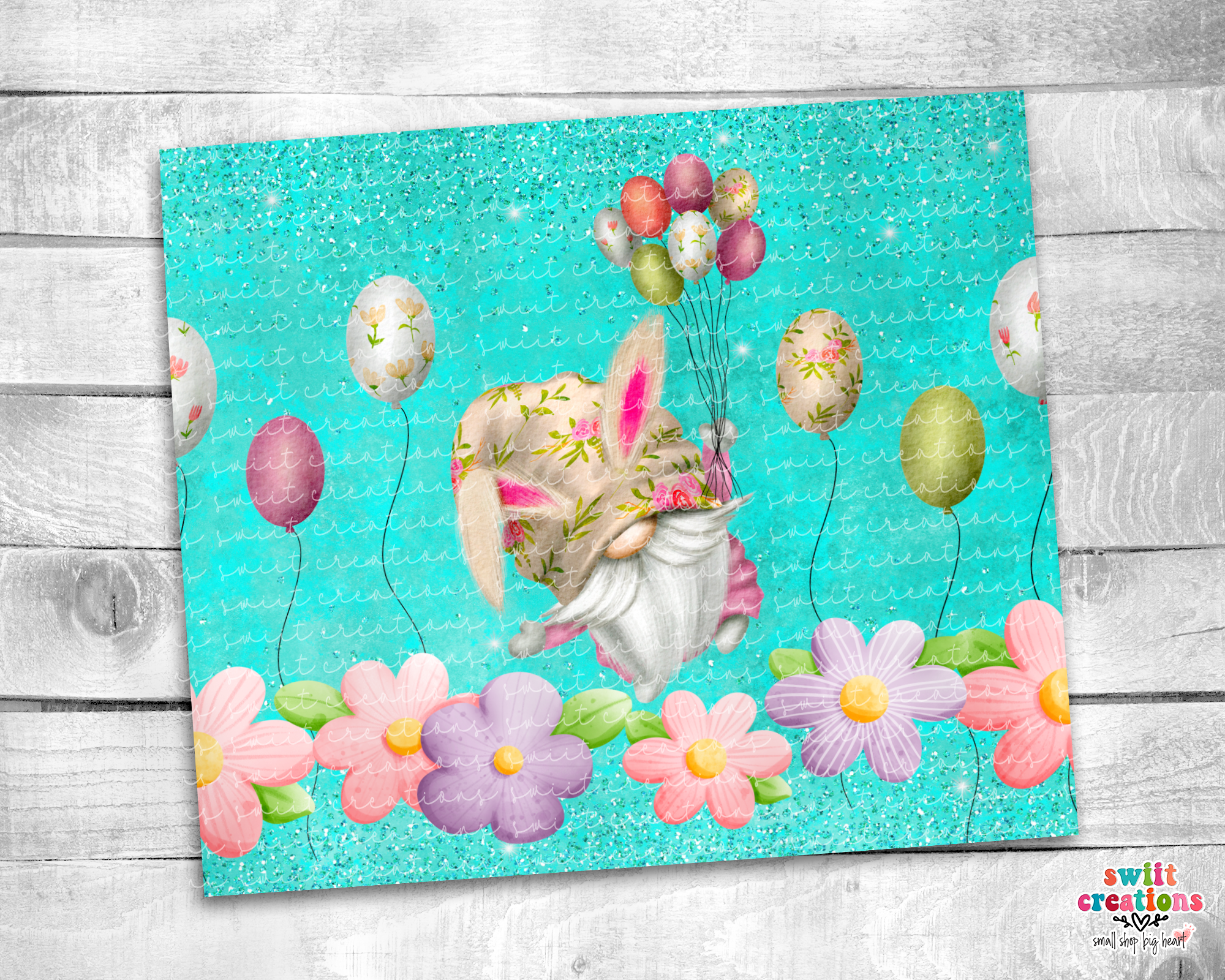 Bunny Gnome with Balloons Tumbler (T152)