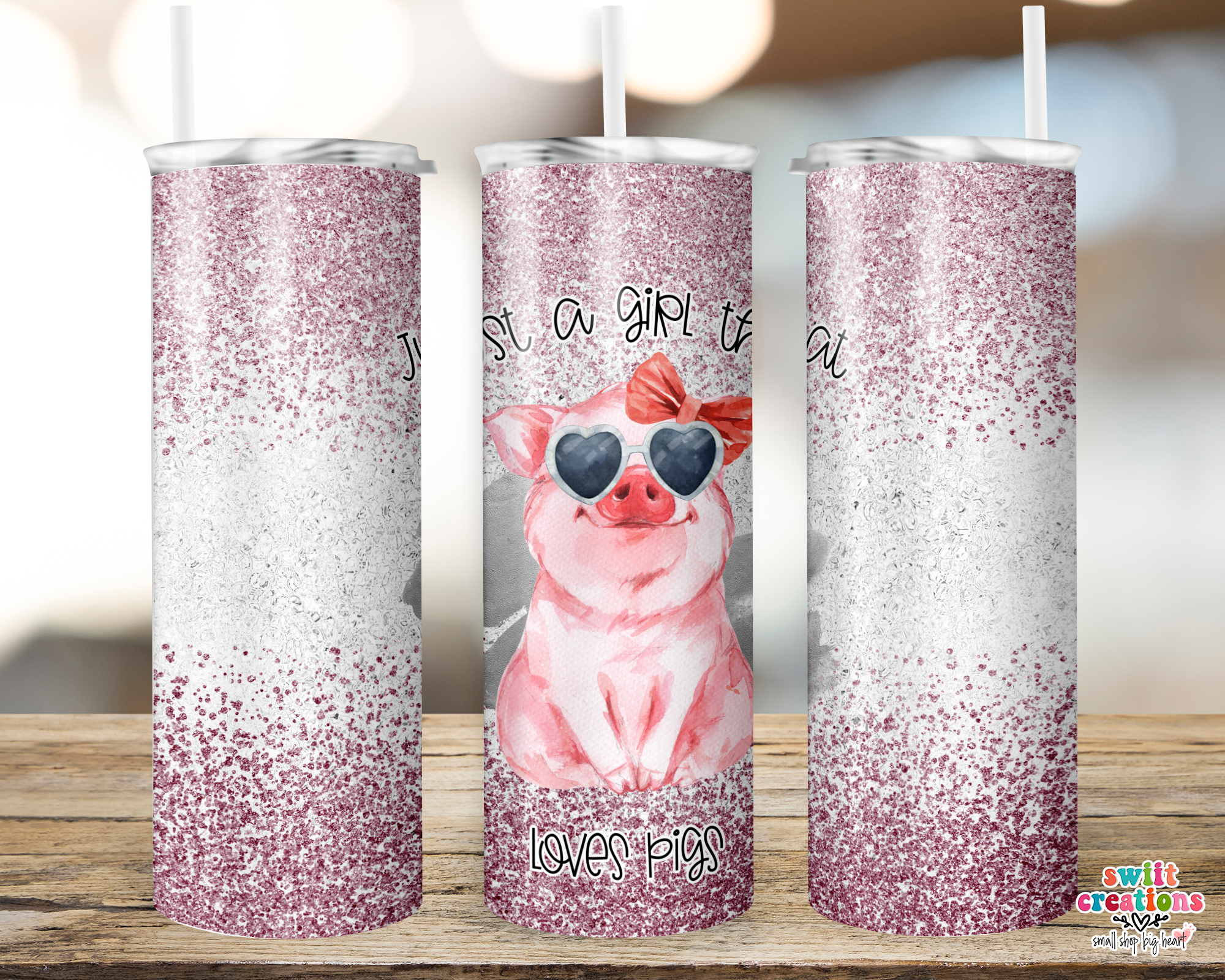 Just a Girl that Loves Pigs Faux Glitter Tumbler (T345)