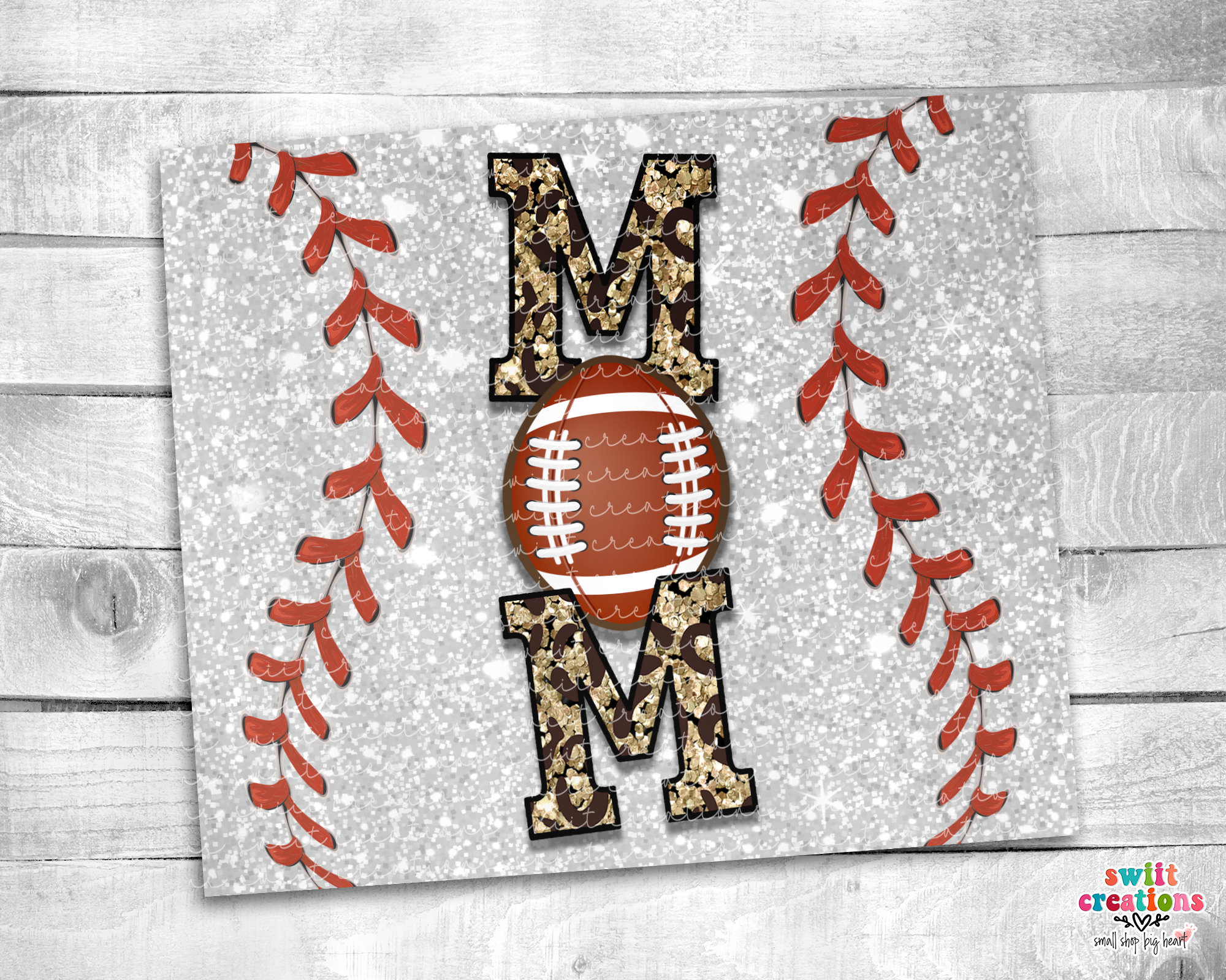 Football Mom Glitter Tumbler (T271)