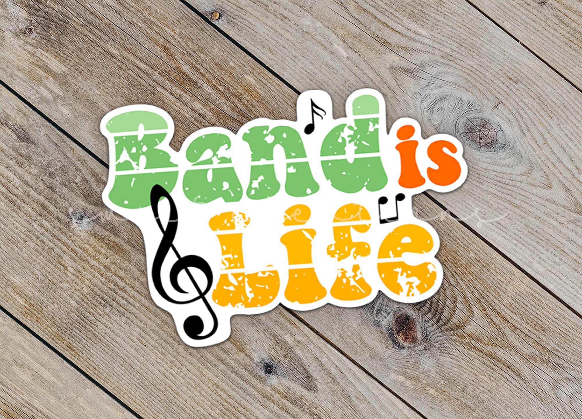 a sticker with a musical note on it