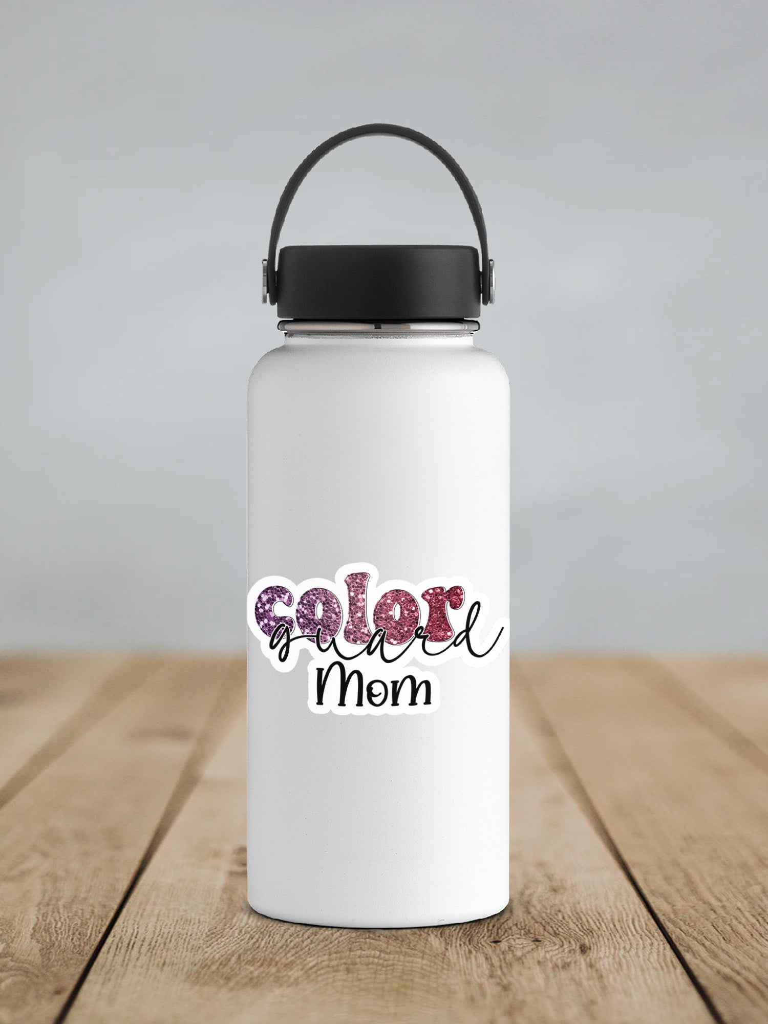 a white water bottle with the words color mem on it
