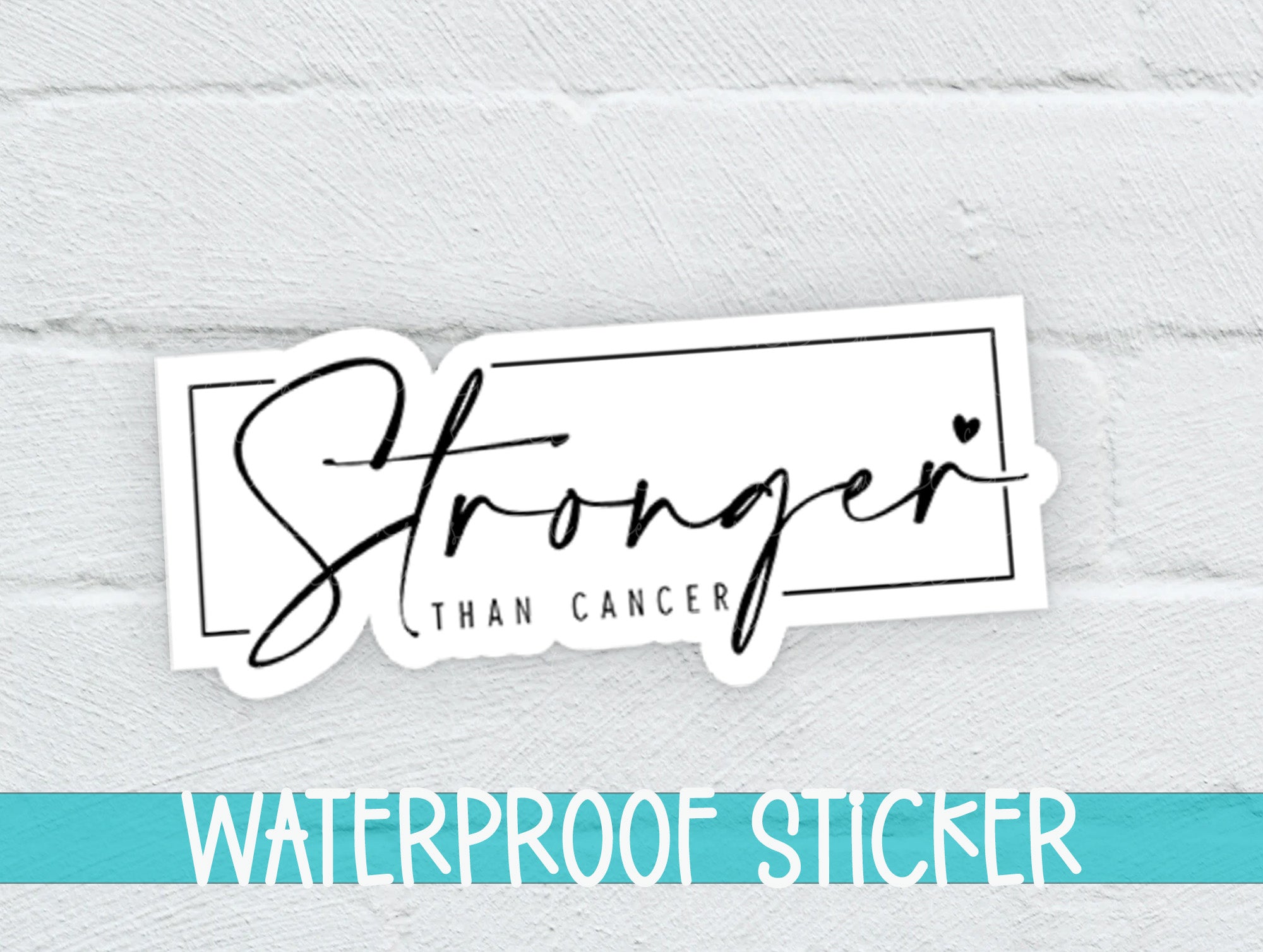 a waterproof sticker on a white brick wall