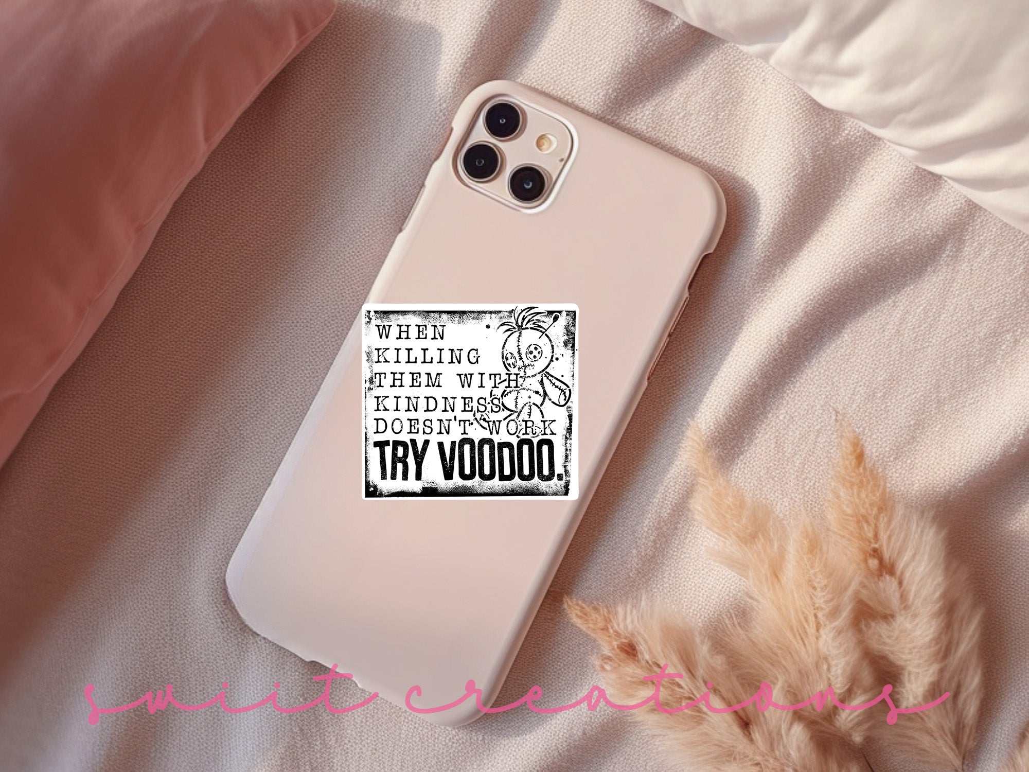 a phone case that has a sticker on it