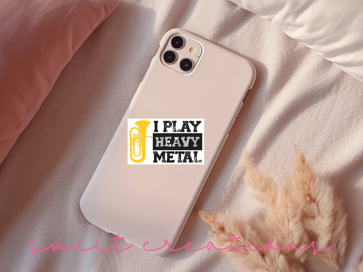 a phone case that says i play heavy metal