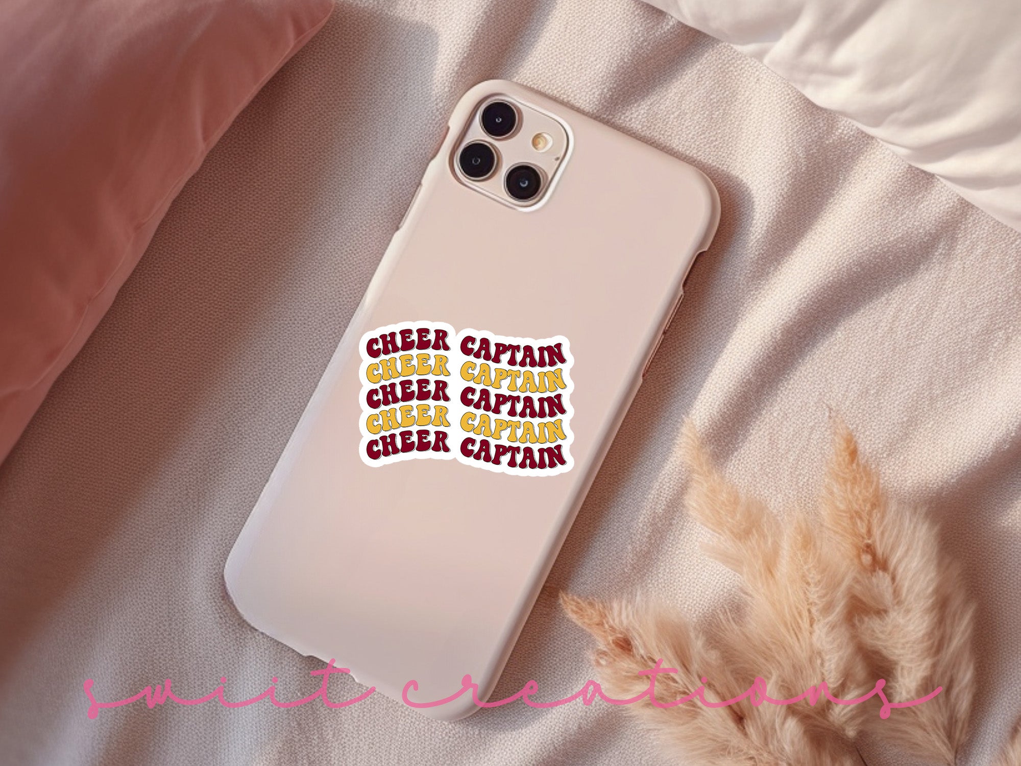 a phone case with the words cheer captain on it