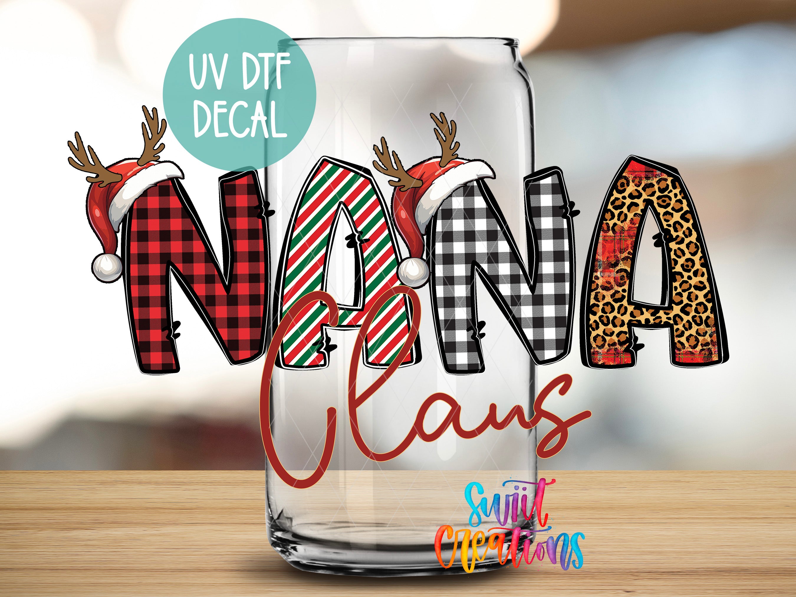 a glass that has a picture of a name on it