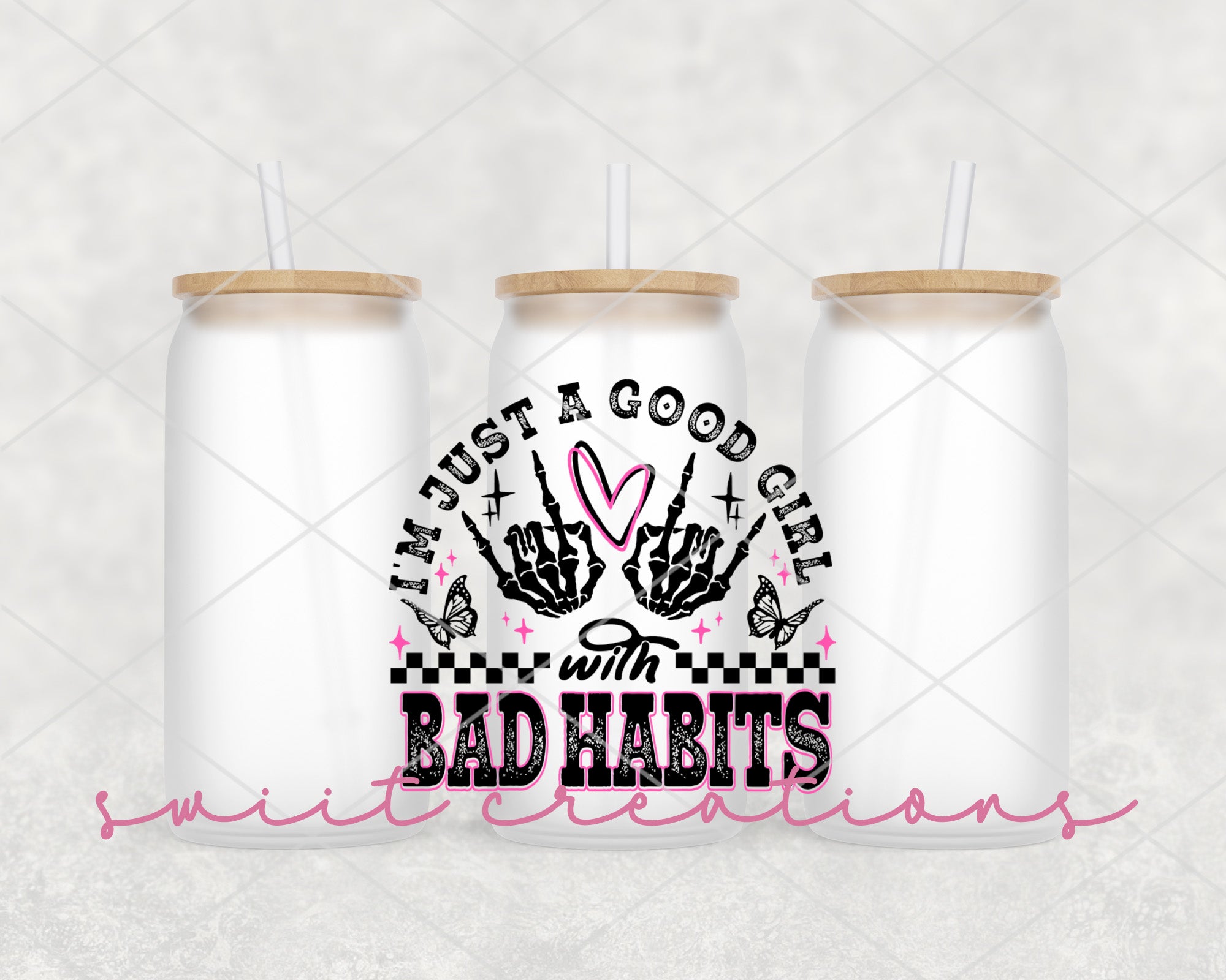 a couple of cups with straws in them