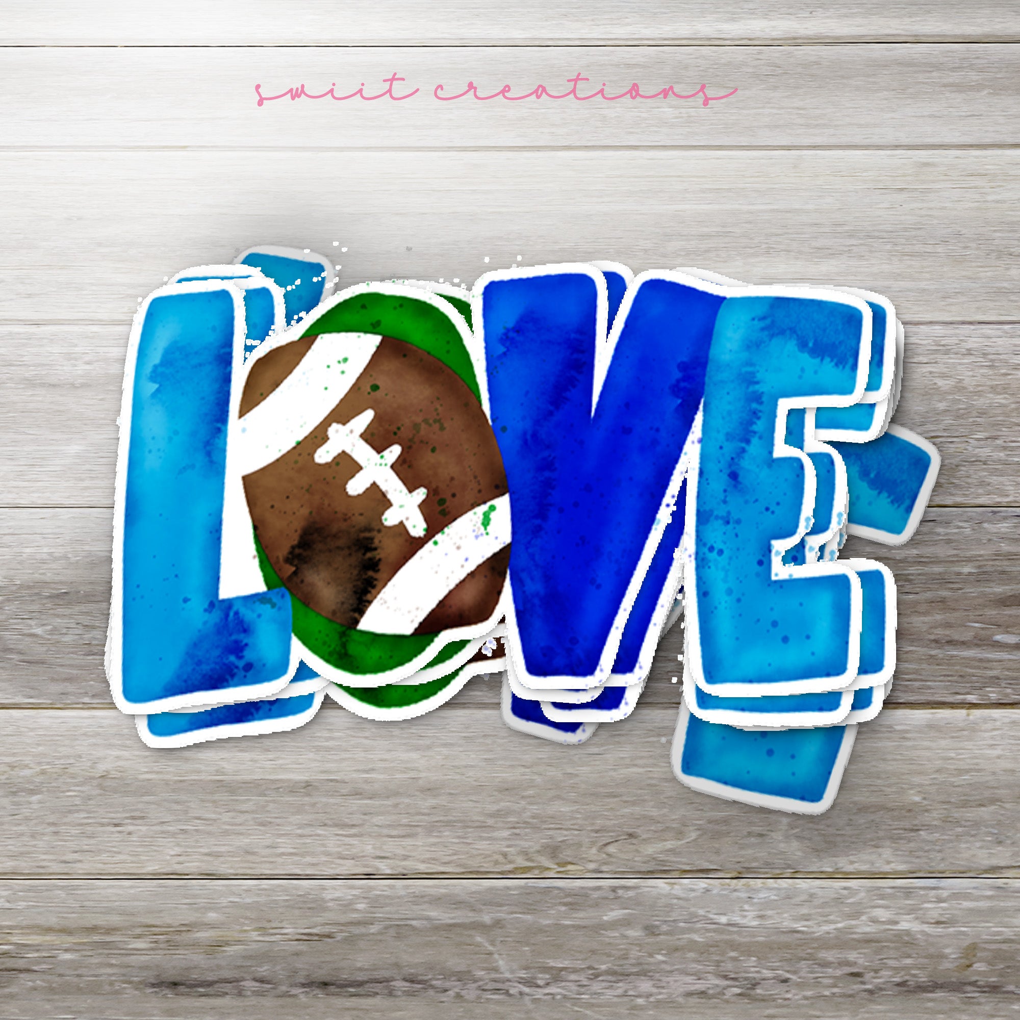 a picture of a football with the word love painted on it