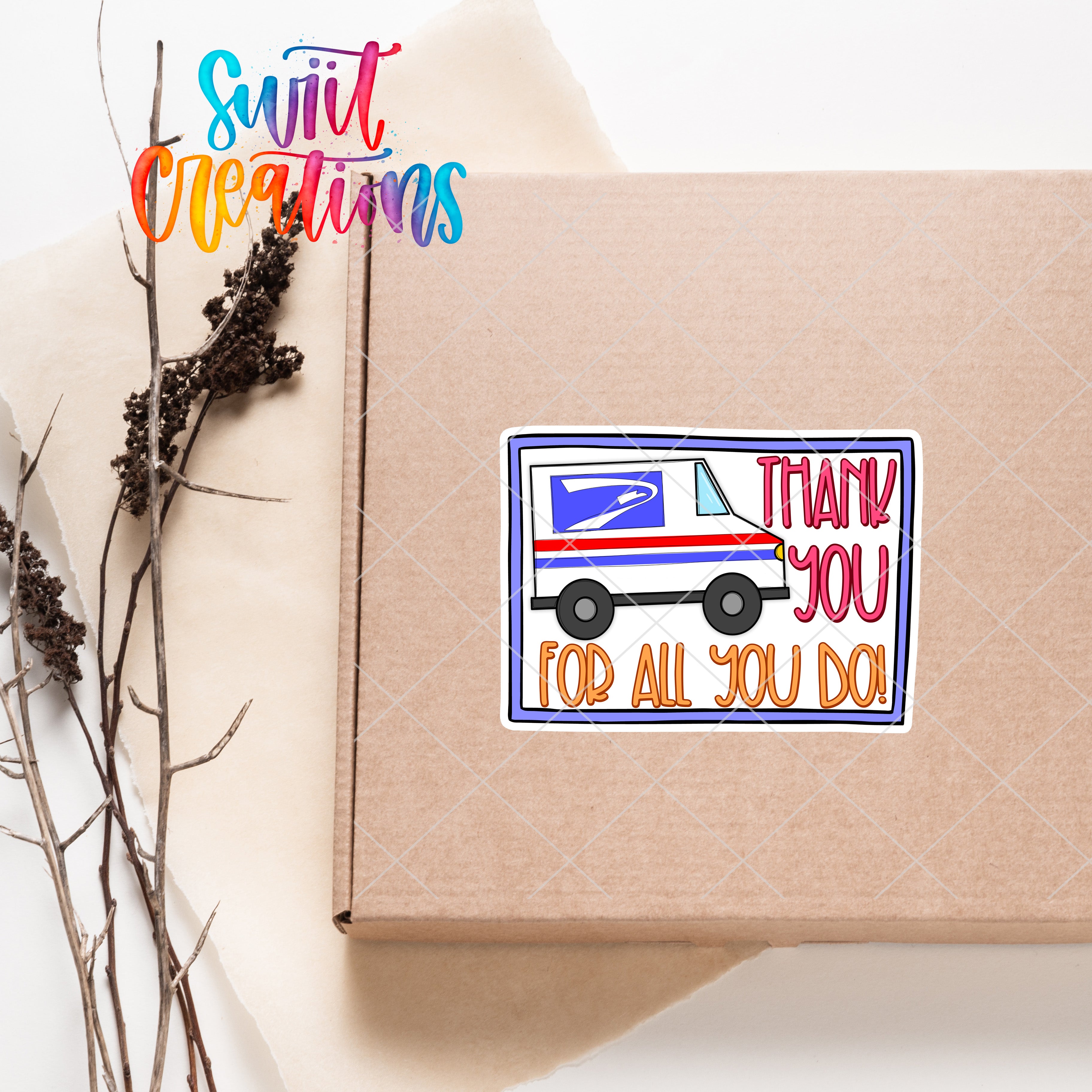 a box with a sticker on it sitting next to a plant