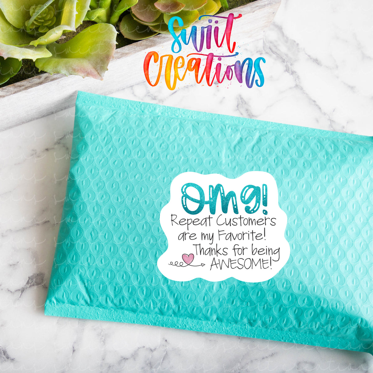 a blue envelope with a handwritten message on it